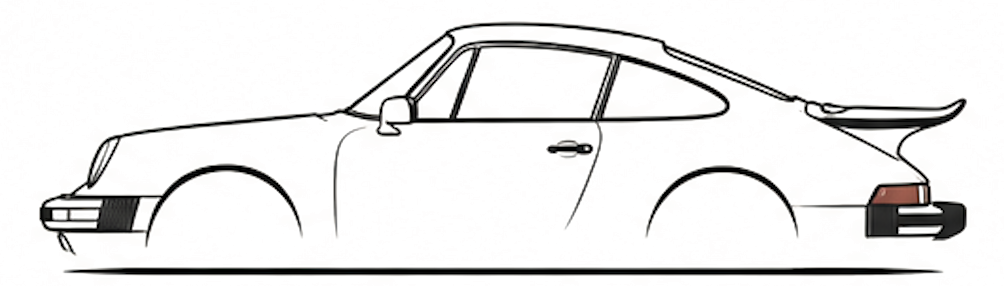 Stilisierte Silhouette des Porsche 911 und 912 G-Modells bei MasterTec