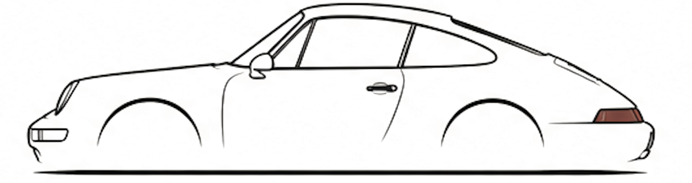 Stilisierte Silhouette der Porsche 964 Modellreihe bei MasterTec